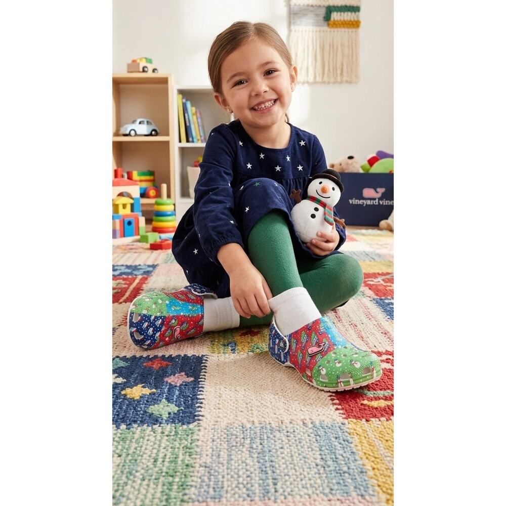 NWT❤️Crocs x Vineyard vines Holiday patchworks unisex clog toddler shoes sz3